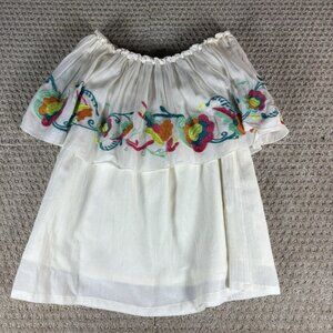 Missy Robertson Women's Strapless‎ Tube Top Floral Embroidered Boho Peasant Sz S